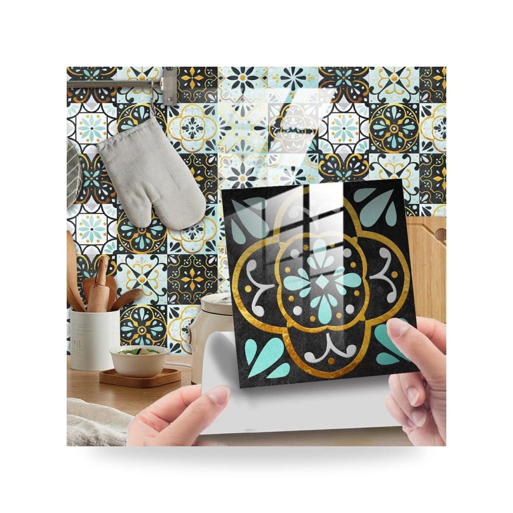 ملصقات بلاط جداري ذاتية اللصق (باكسبلاش) للمطبخ والحمام نمط زمردي أخضر أنيق (Emerald