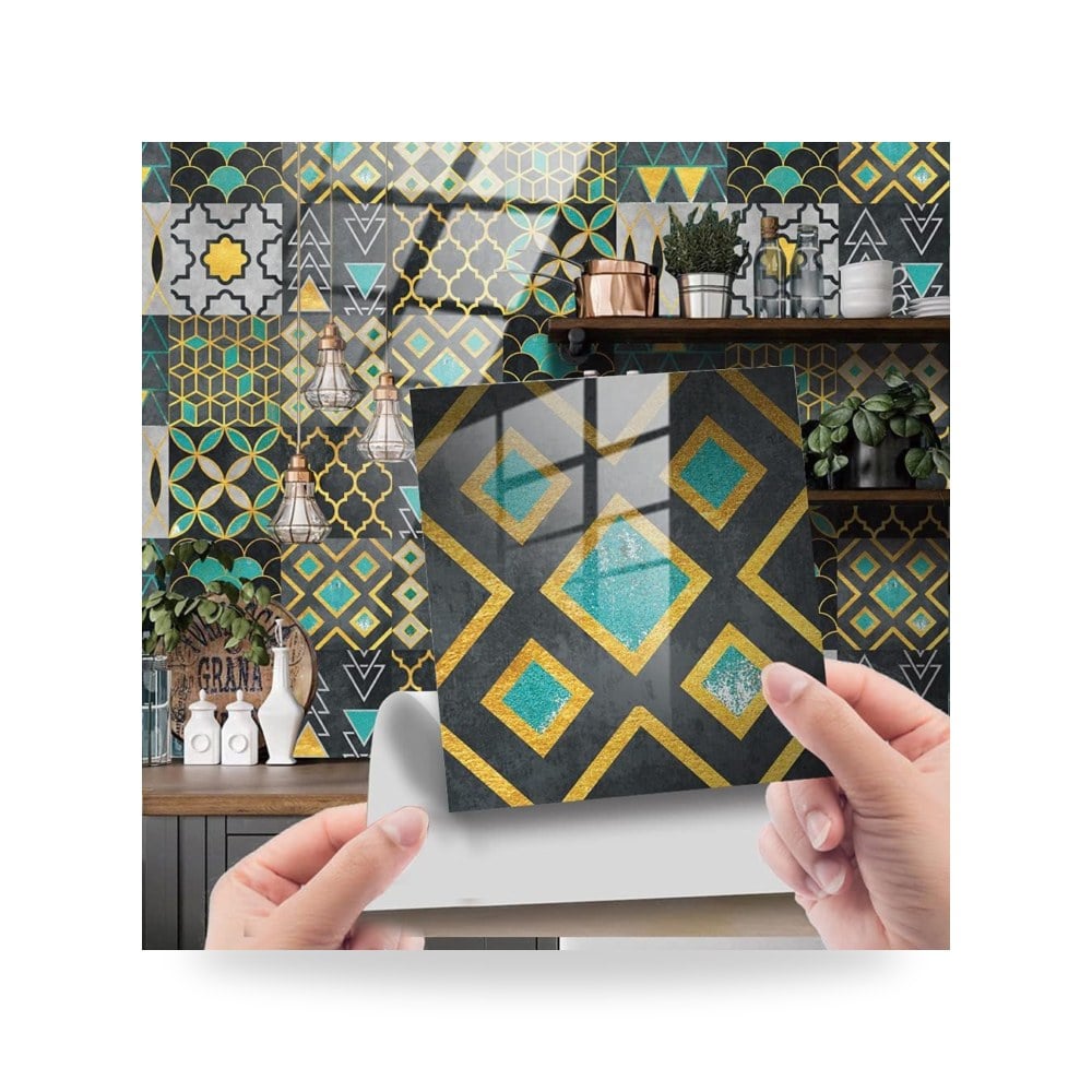 بلاط وملصقات باكسبلاش فسيفساء موزاييك هيسينج Hising ذاتية اللصق Peel & Stick بتصميم