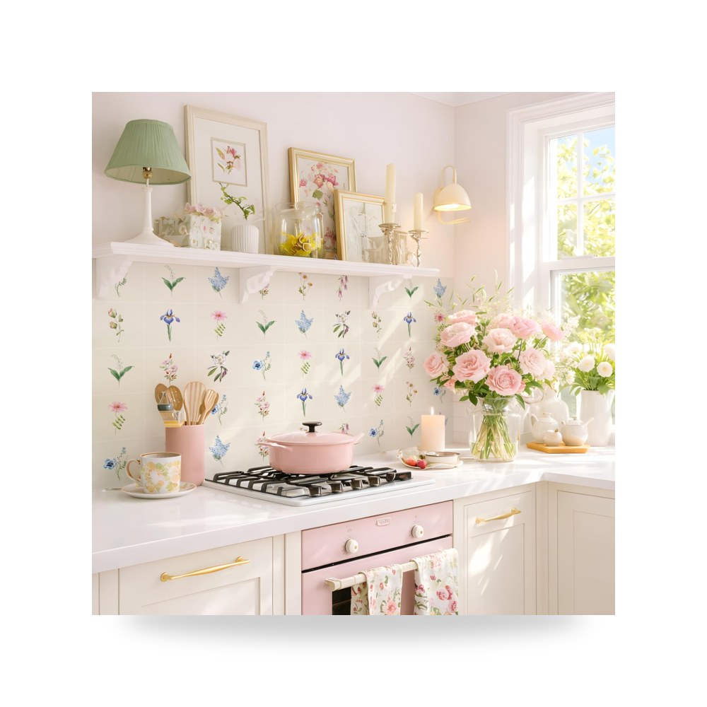 ملصقات بلاط جداري ذاتية اللصق (باكسبلاش) للمطبخ والحمام نمط أبيض ناصع لامع (Glossy White)