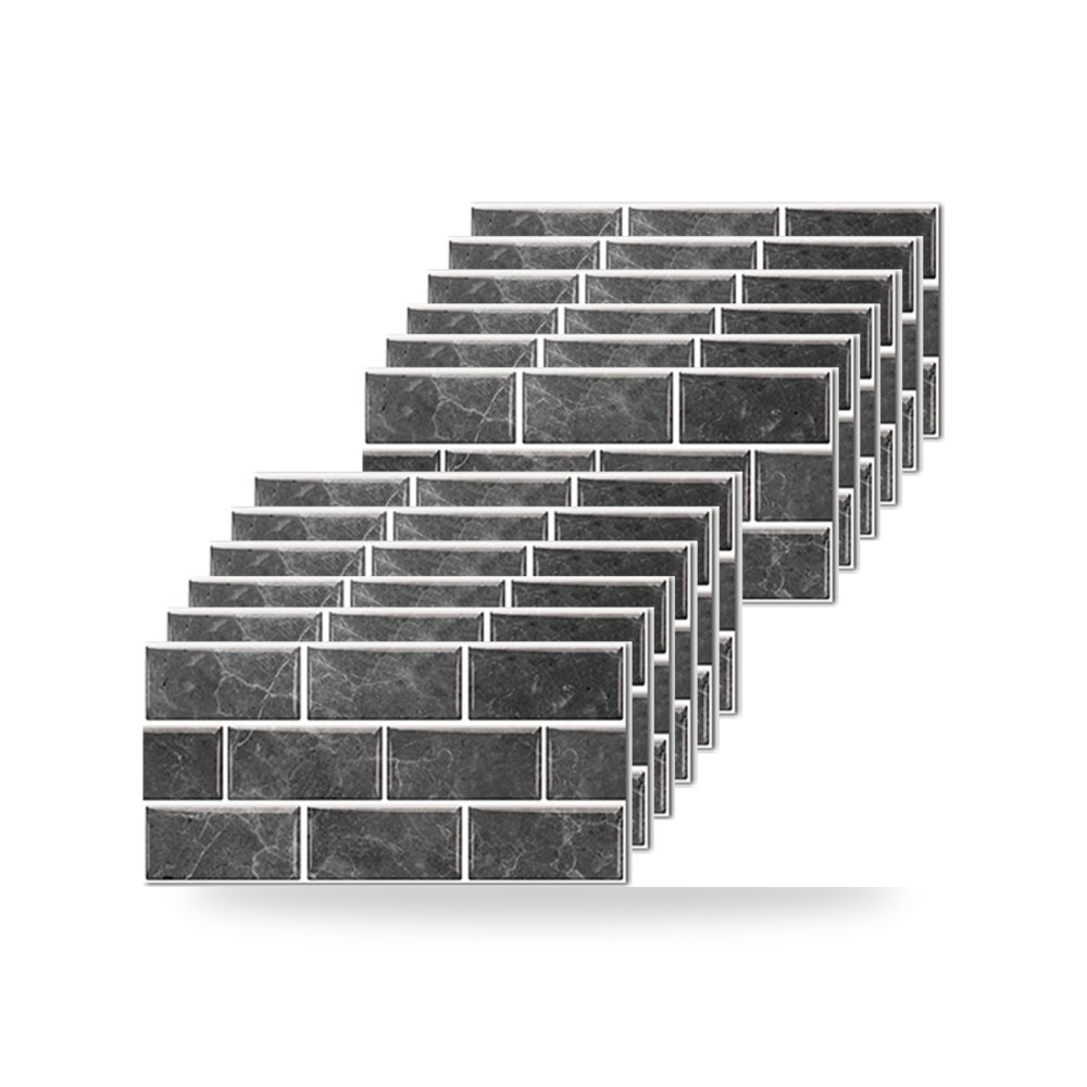 12 ورقة من ملصقات بلاط الطوب الاسود مقاس 30 × 15 سم