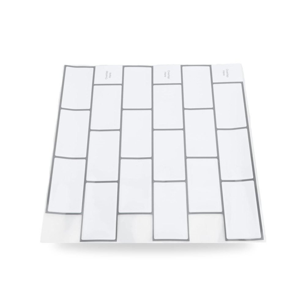 ملصقات بلاط جداري ذاتية اللصق (باكسبلاش) للمطبخ والحمام نمط أبيض ناصع لامع (Glossy White)