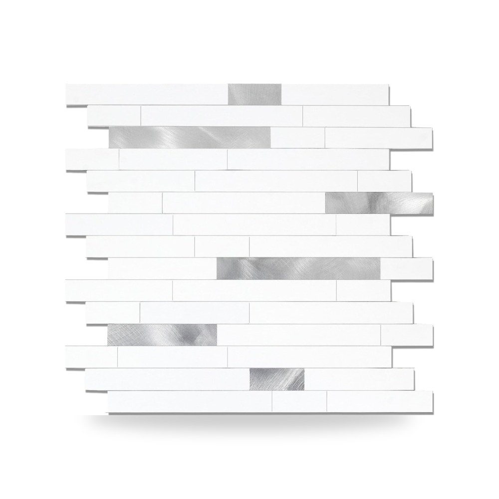 ملصقات بلاط جداري ذاتية اللصق (باكسبلاش) للمطبخ والحمام نمط أبيض ناصع لامع (Glossy White)