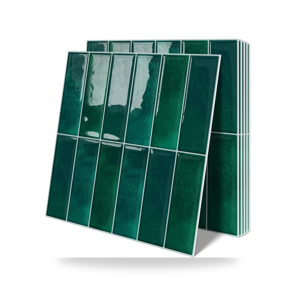 ملصقات بلاط جداري ذاتية اللصق (باكسبلاش) للمطبخ والحمام نمط زمردي أخضر أنيق (Emerald