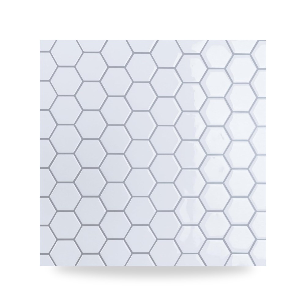 ملصقات بلاط جداري ذاتية اللصق (باكسبلاش) للمطبخ والحمام نمط أبيض ناصع لامع (Glossy White)