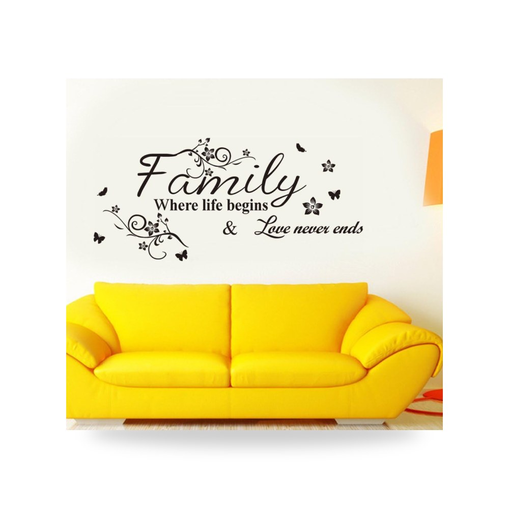 تصميم ديكالز ملصق حائط بعبارة "Family Where Life Begins"