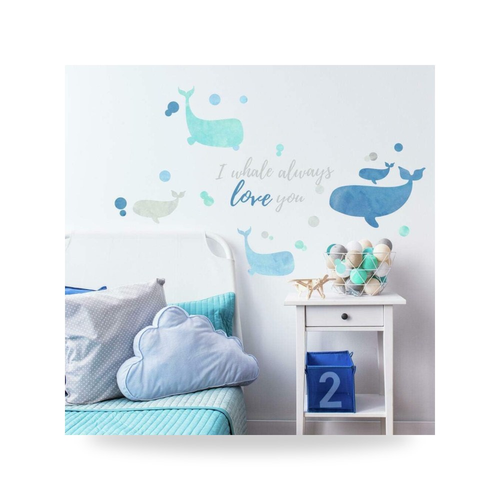 رووم ميتس ملصقات جدارية عملاقة بعبارة I Whale Always Love