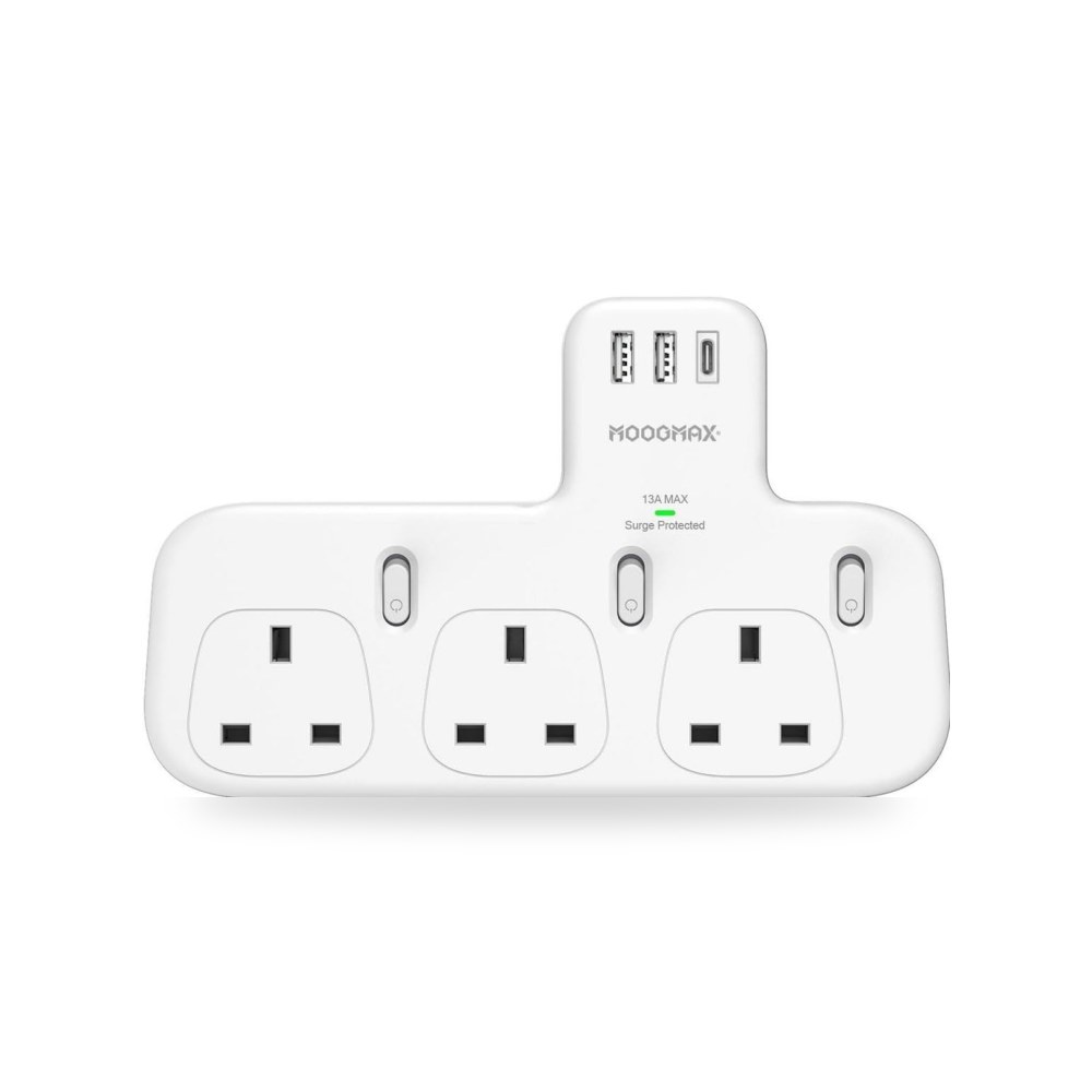 مقياس مقبس تمديد متعدد المقابس 3 شحن USB 2 و1 موج ماكس موديل USB-A