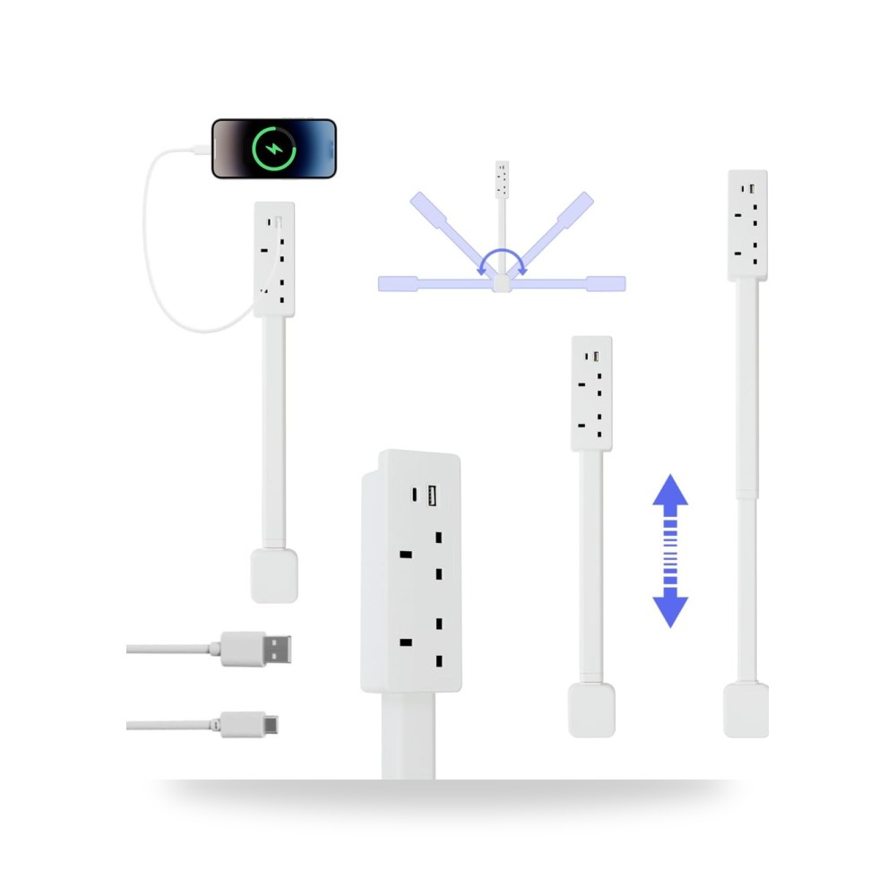 مقياس عصا تمديد مقبس مخرج كهربائي، شريط موسع Tenoc ock موديل USB-A