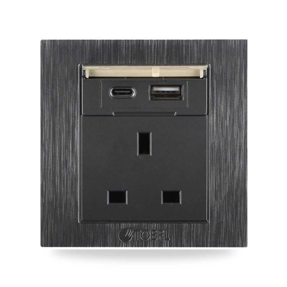 مفتاح مقبس حائط عالمي 13 امبير بمفتاح 1، USB توفل