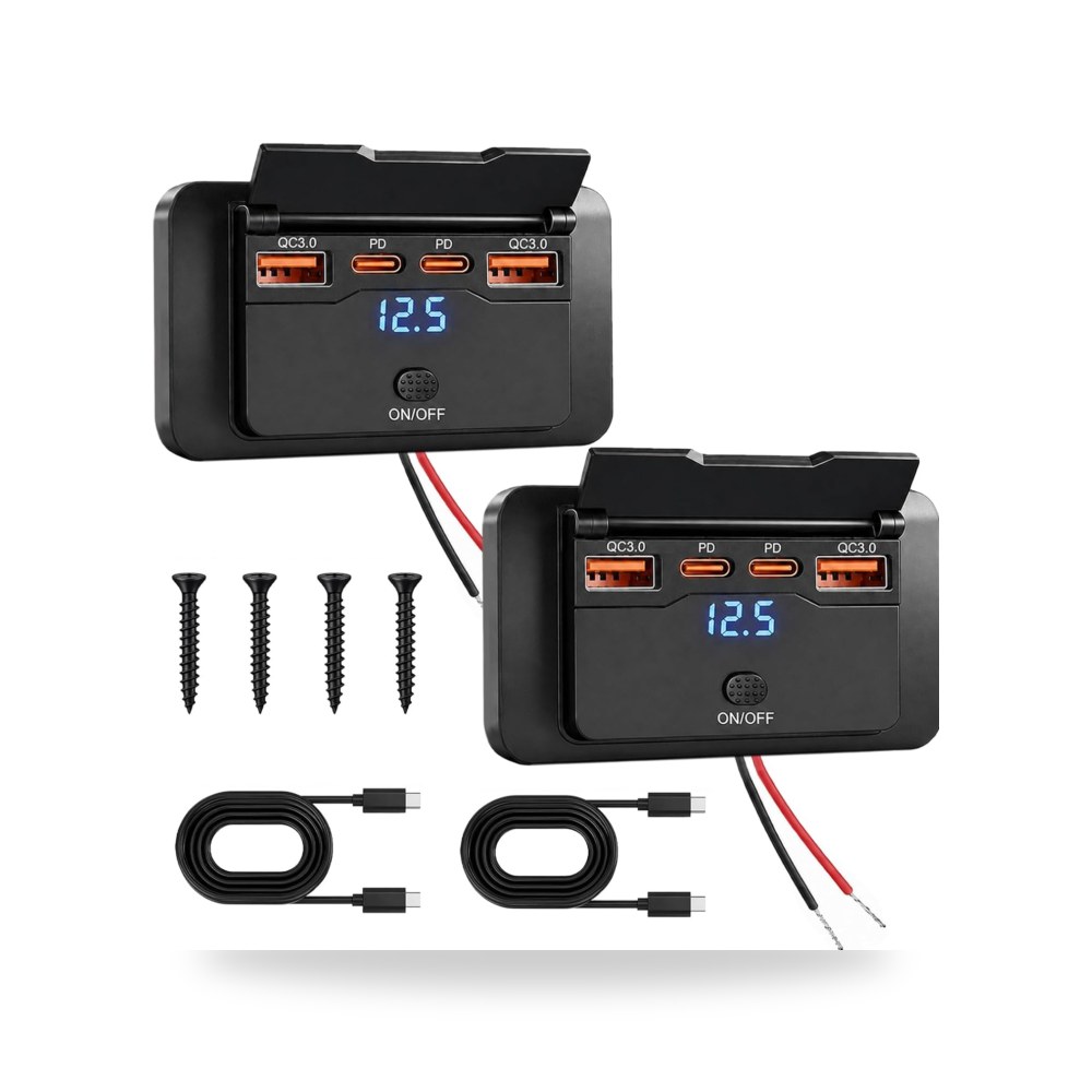 2 منفذ USB مغطى، 12 فولت، عربة سكنية، 2 × اس رن دي موديل built-in
