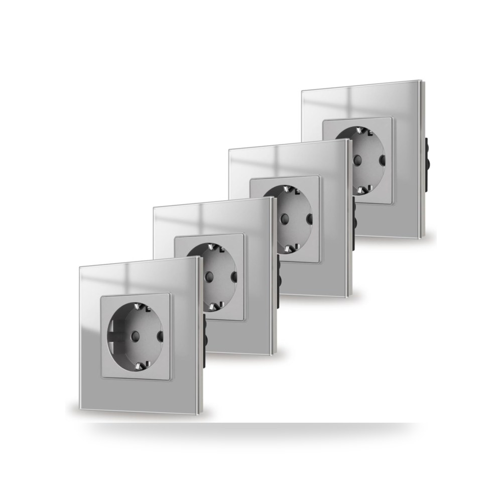 منافذ الحائط زجاج رمادي طقم 4 قطع موديل Flush-Mounted