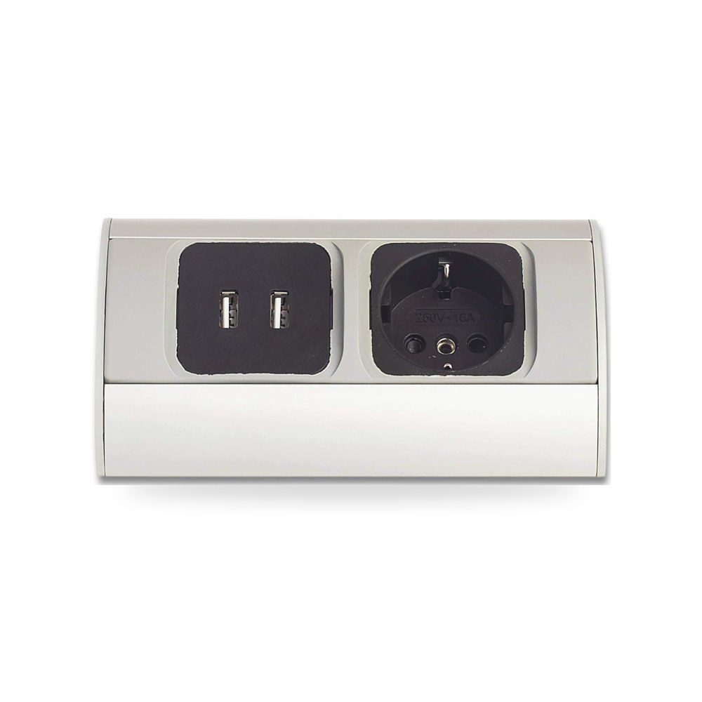 مقبس اثاث 1 × شوكو 1 × USB فضي رمادي للمطبخ والمكتب - تركيب