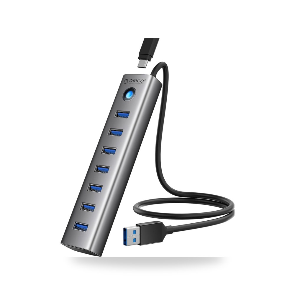 موزع USB 3.0 من اوريكو، موزع USB الومنيوم 7 منافذ 5