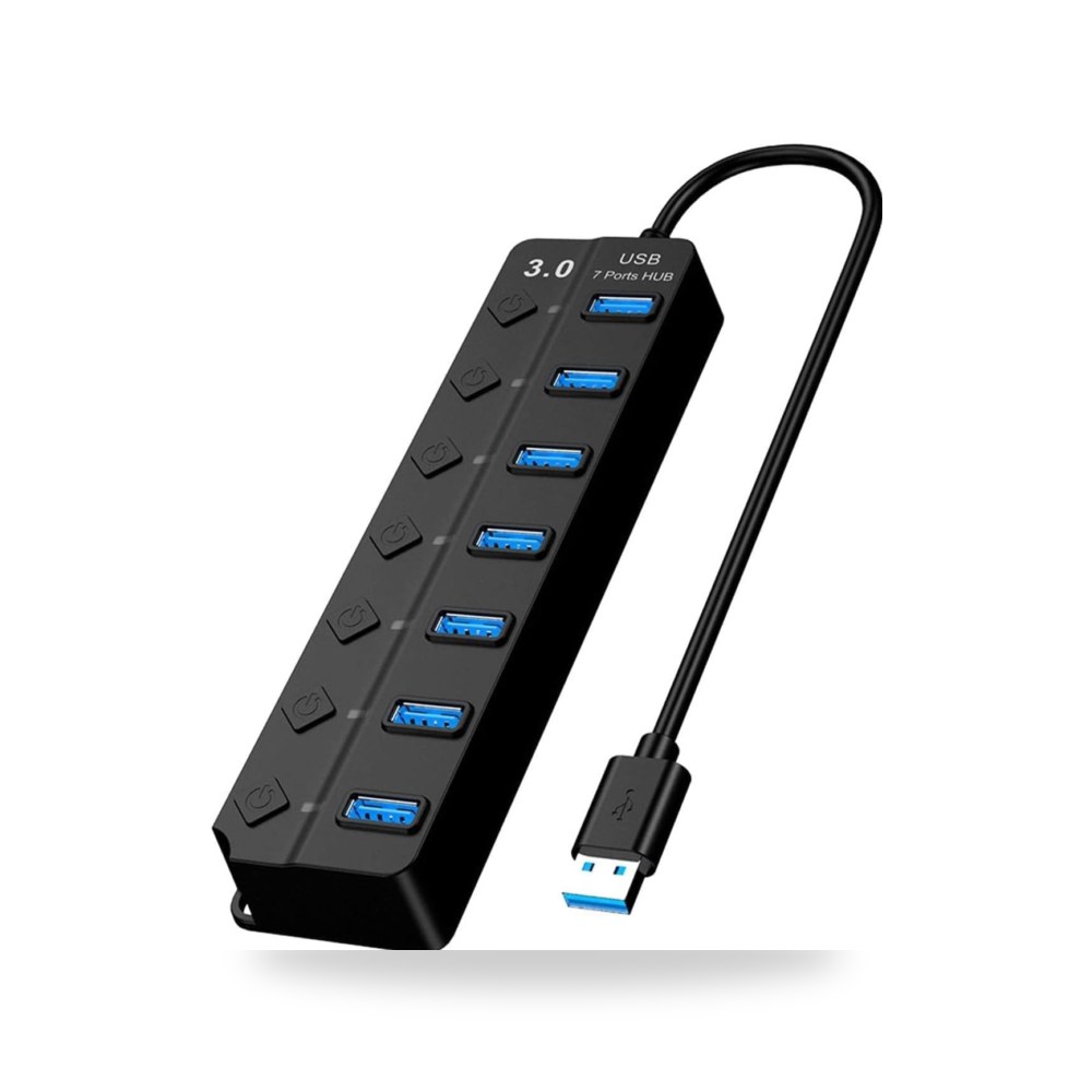 موزع USB 3.0 يعمل بالطاقة من جويز، موزع بيانات USB 7 منافذ