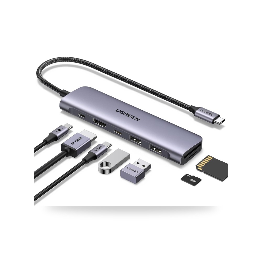 موزع ريفودوك USB-C 7 في 1 - قارئ بطاقات SD - TF عالي السرعة