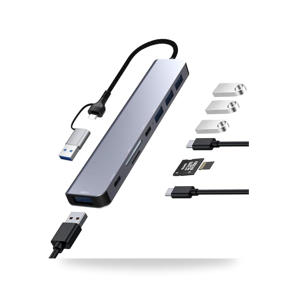 هاسثيب موزع USB C 8 في 1 لاجهزة ماك بوك برو اير مع محول USB