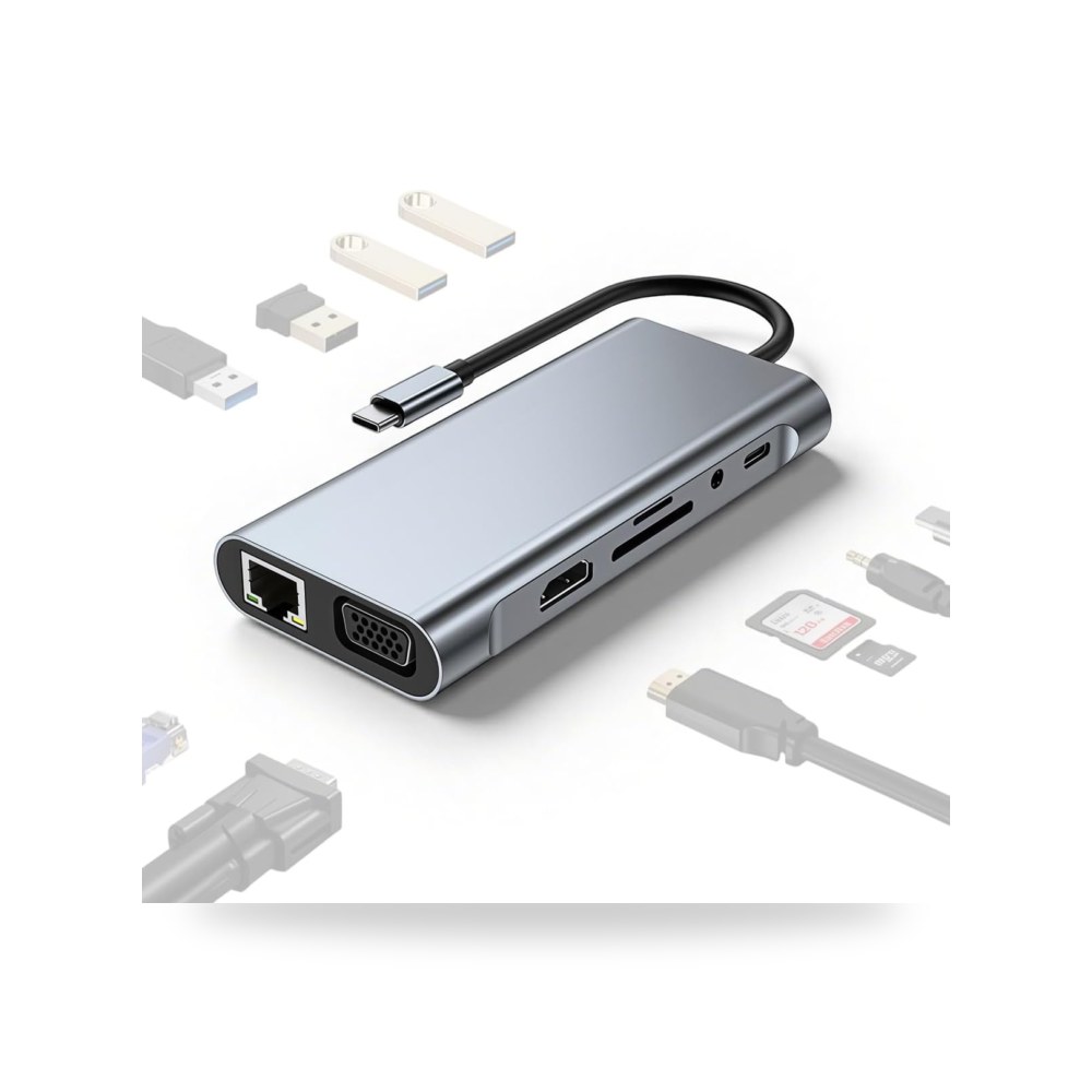 ايليفانت بوت موزع USB C متعدد المنافذ 11 × 1 الالومنيوم