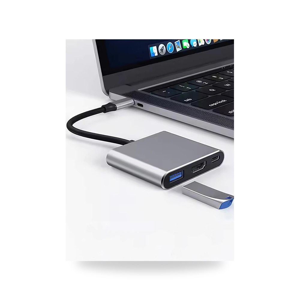 محول USB C الى HDTV متعدد المنافذ، محول مع النوع C الى USB
