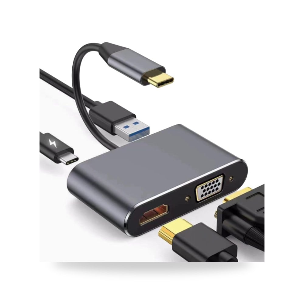 انوان موزع محول نوع سي 4 في 1، موزع نوع سي، يدعم مخرج HDMI