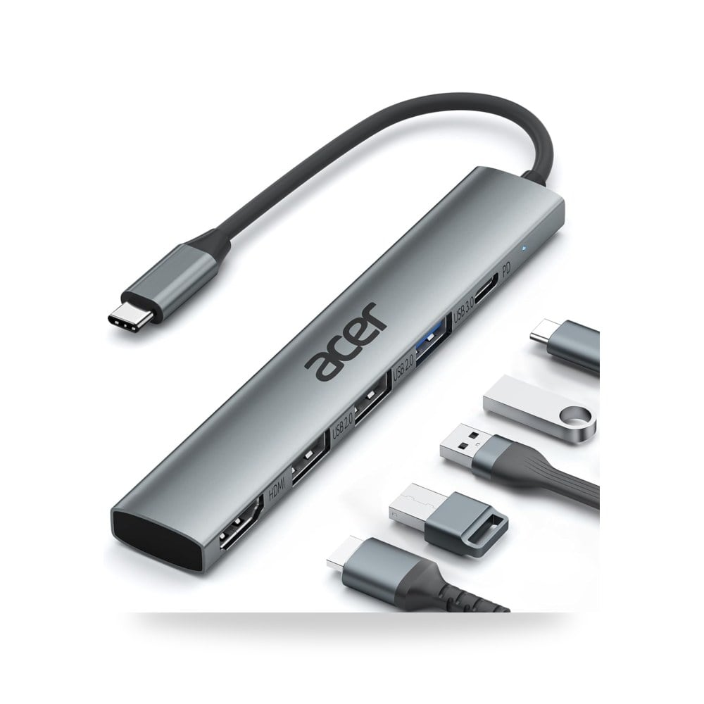 ايسر موزع USB C مع HDMI 4K، محول متعدد المنافذ 5 في 1 نوع