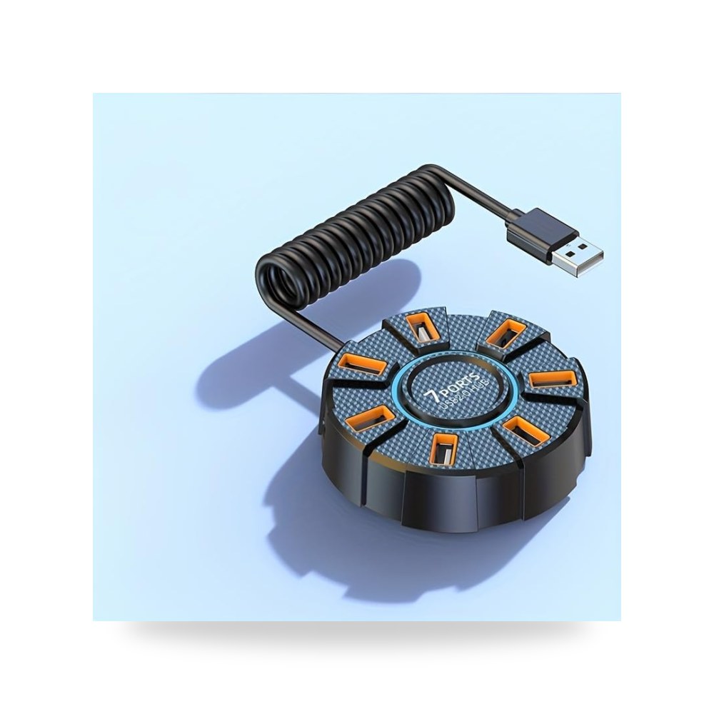 محول موزع USB 2.0 عالي السرعة ب 7 منافذ