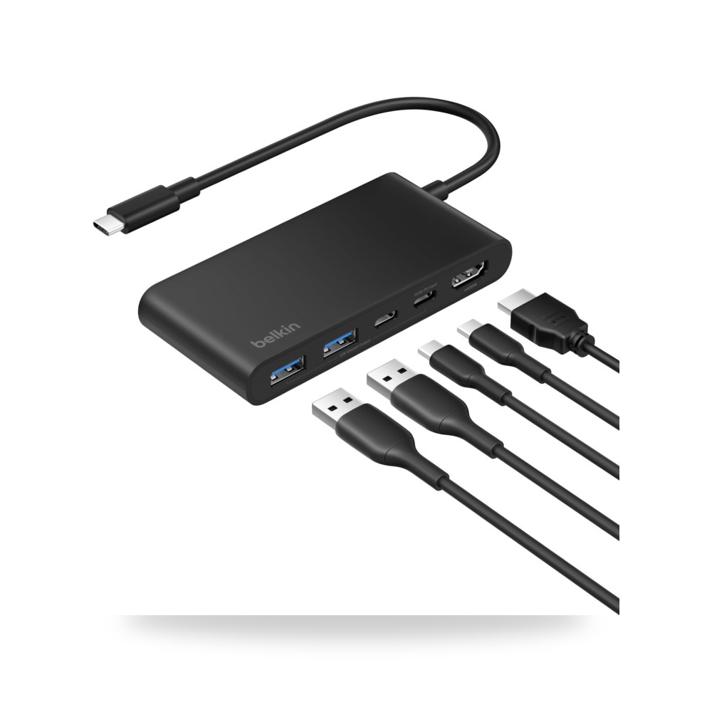 محول موزع USB C، موزع 5 منافذ مع شاشة 4K HDMI بلكن