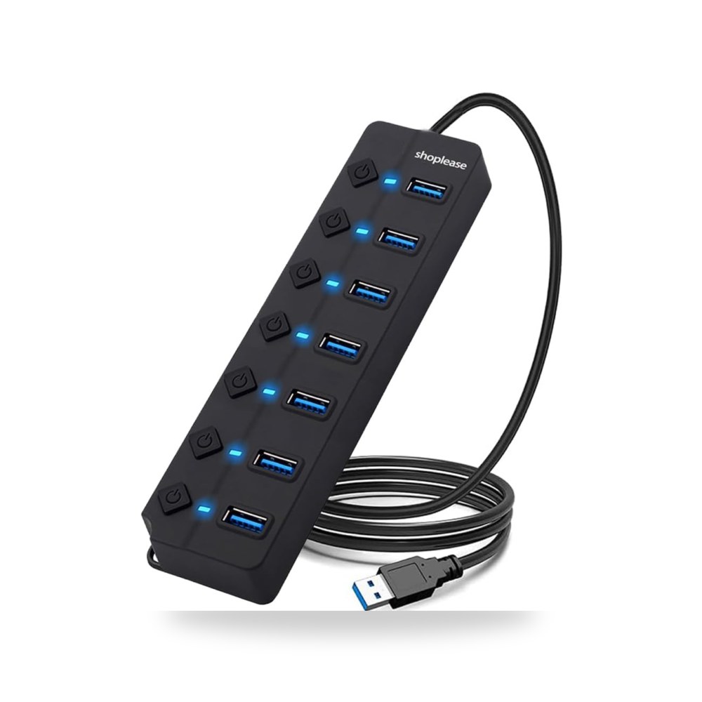 مفتاح شو بليز موزع USB 3.0 ب7 منافذ مع مفاتيح