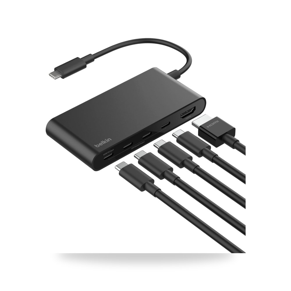 محول بلكن موزع USB C، 5 منافذ مع شاشة 4K HDMI