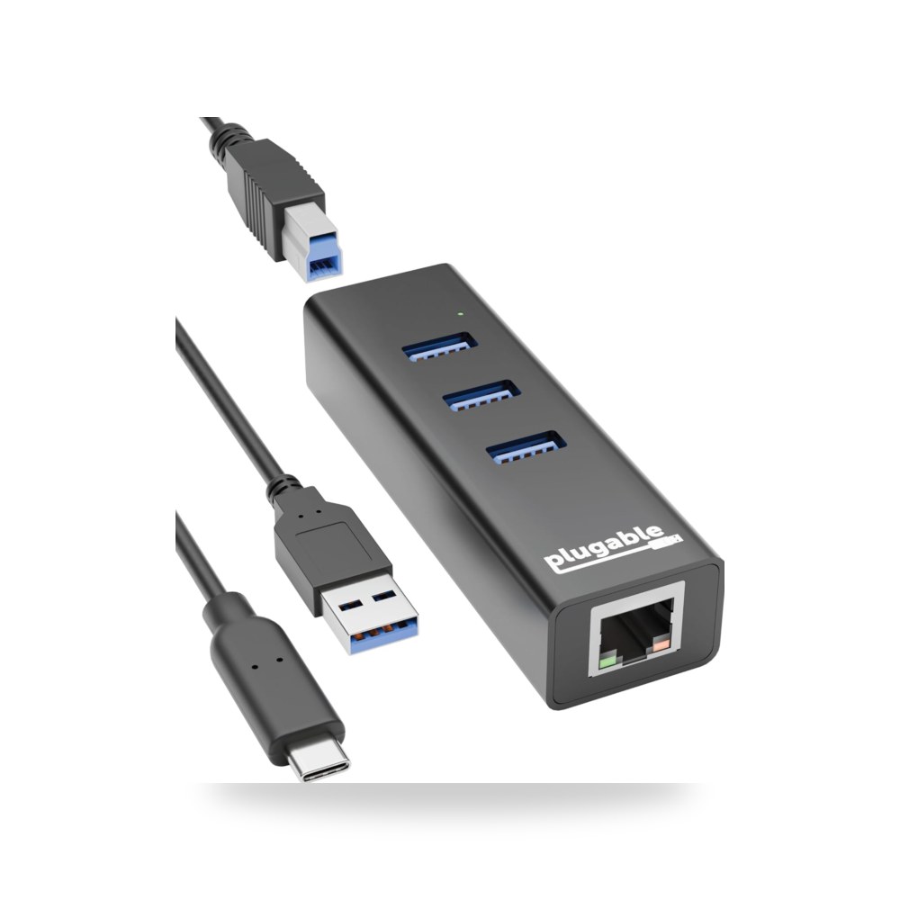بلاجابل موزع USB مع ايثرنت و3 منافذ USB 3.0 يعمل بالطاقة