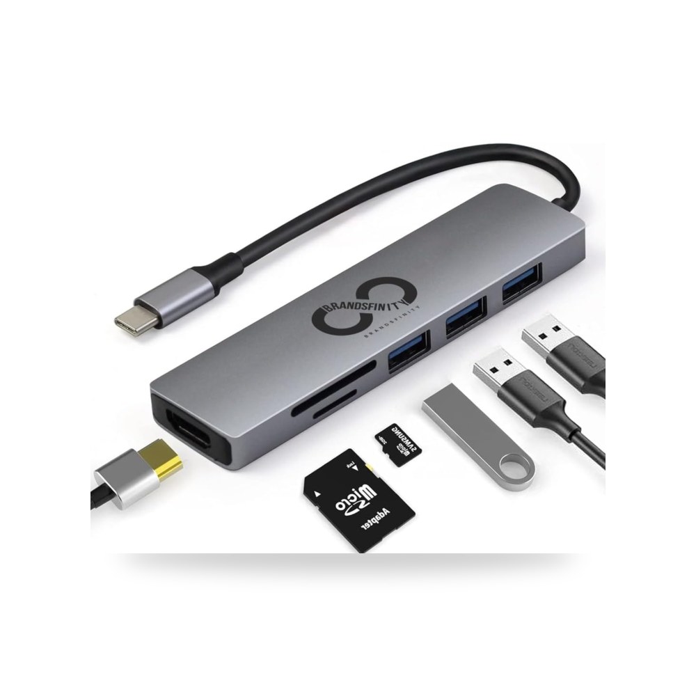 موزع USB متعدد المنافذ 6 في 1 من براندسفينيتي، دونجل محمول