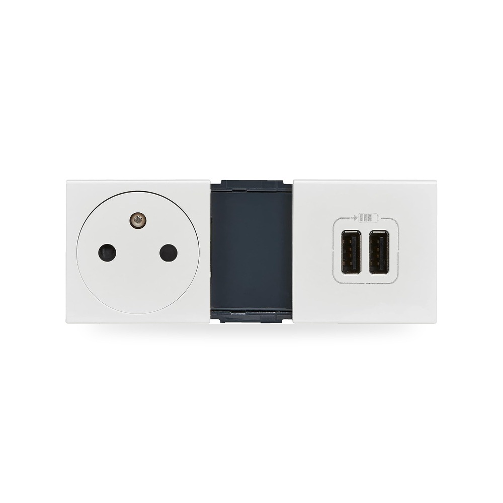 مقبس شاحن بمنفذي USB موزاييك من leg99605 ابيض ليغراند