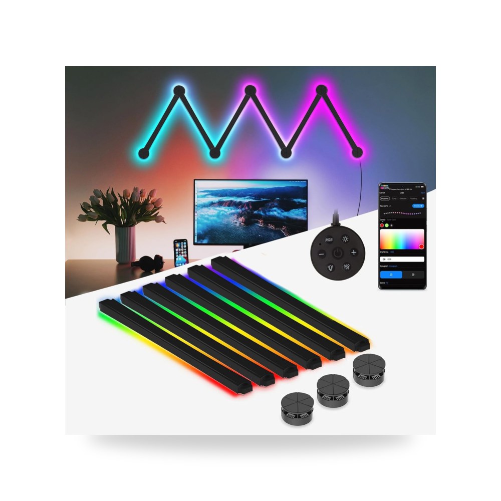 شريط اضاءة RGB من تزويق، خطوط اضاءة حائط ذكية مع مزامنة