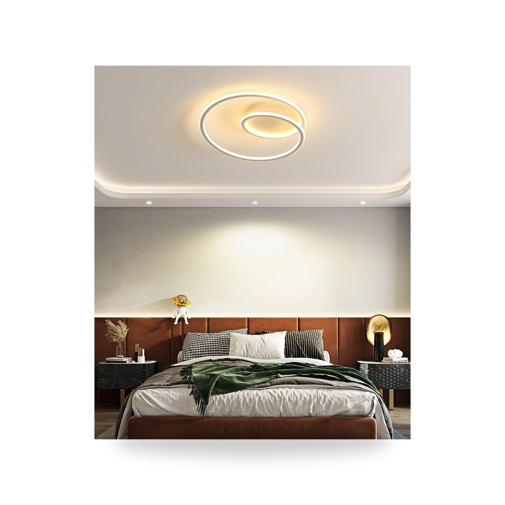 ثريات معدنية دائرية 50 سم مع خطوط تحكم عن بعد هندسية LED سيلكور