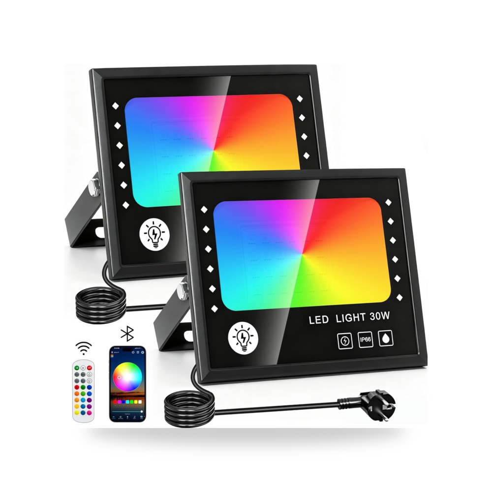 كرياتستار مصباح كشاف LED بالفضاء اللوني ار جي بي 30 واط من قطعتين موديل IP66