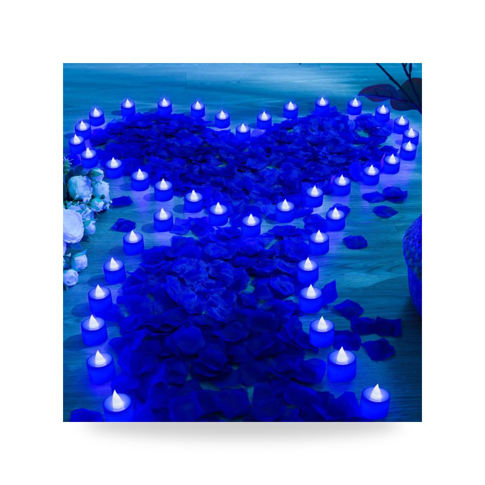 بتلات الورد الاصطناعية مع 72 قطعة من شموع LED (6000 قطعة)