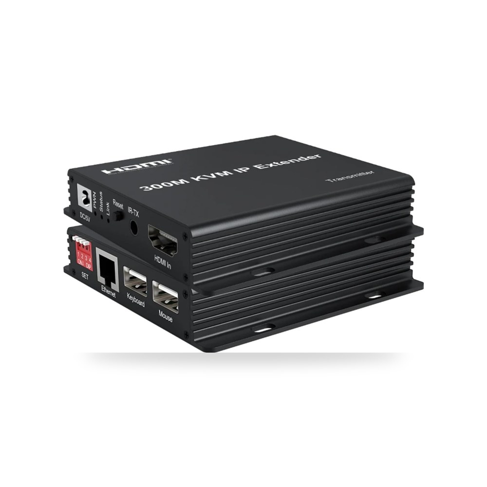 موسع HDMI كيه في ام لمسافة 300 م عبر بروتوكول IP - باستخدام موديل RJ45