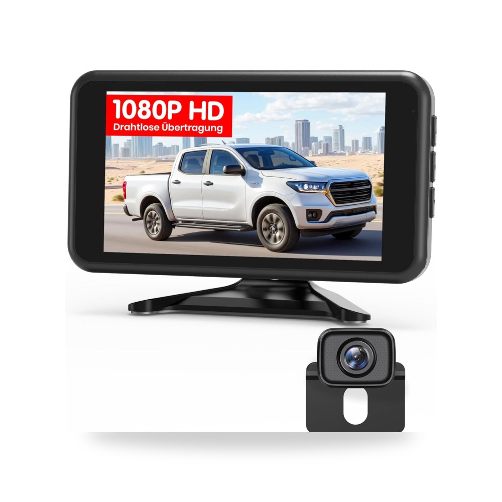 اوتو- فوكس كاميرا احتياطية لاسلكية W12: شاشة 5 انش 1080P موديل IP69K