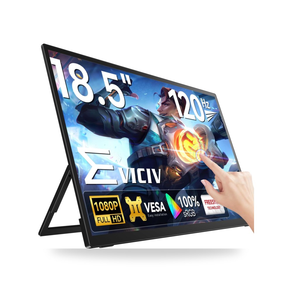 ايفيسيف شاشة لمس محمولة 18.5 انش، 120Hz FHD 1080P IPS HDR، موديل USB-C