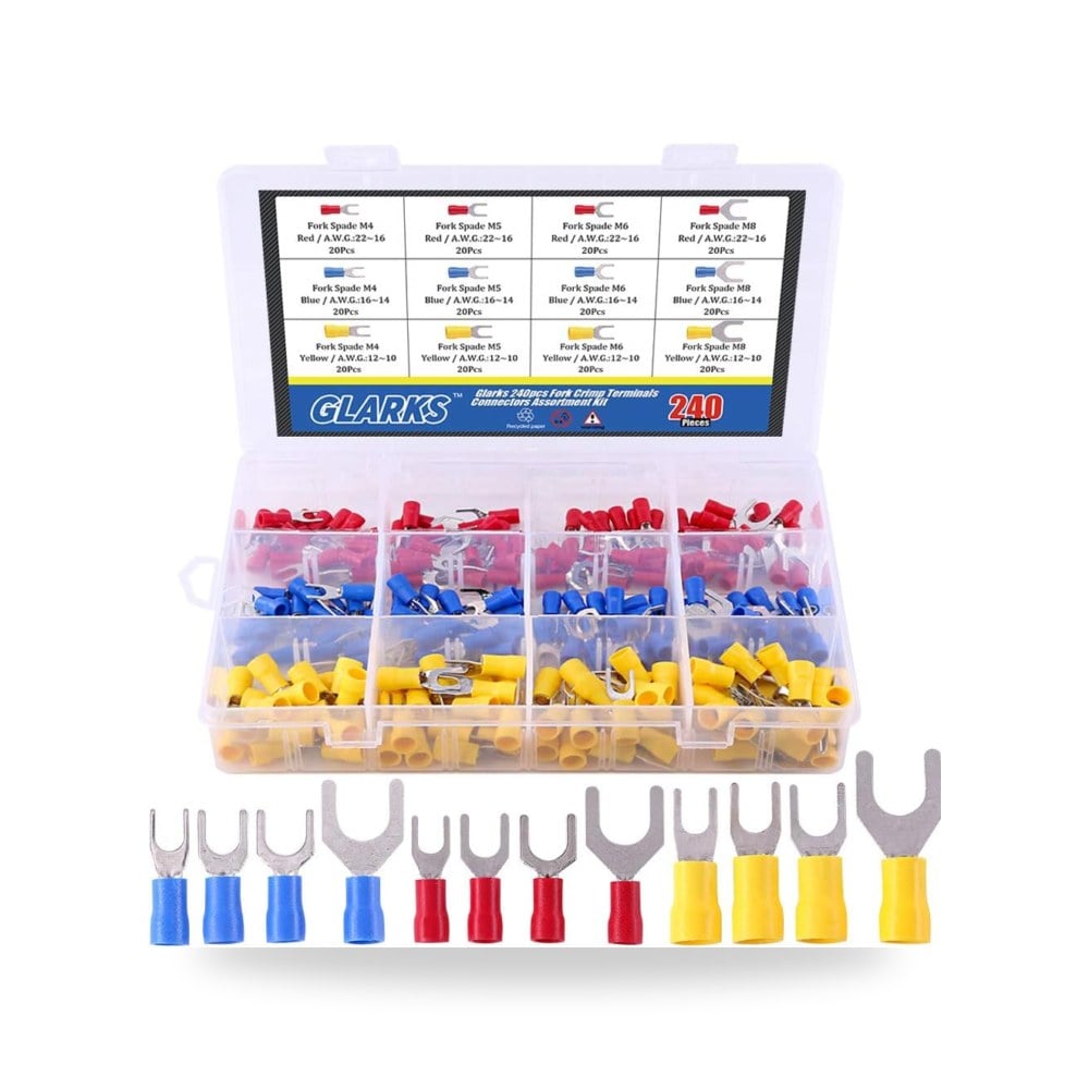 طقم 240 قطعة من Glarks 16 14 12 10 مقياس شوكة موصلات موديل 22-16
