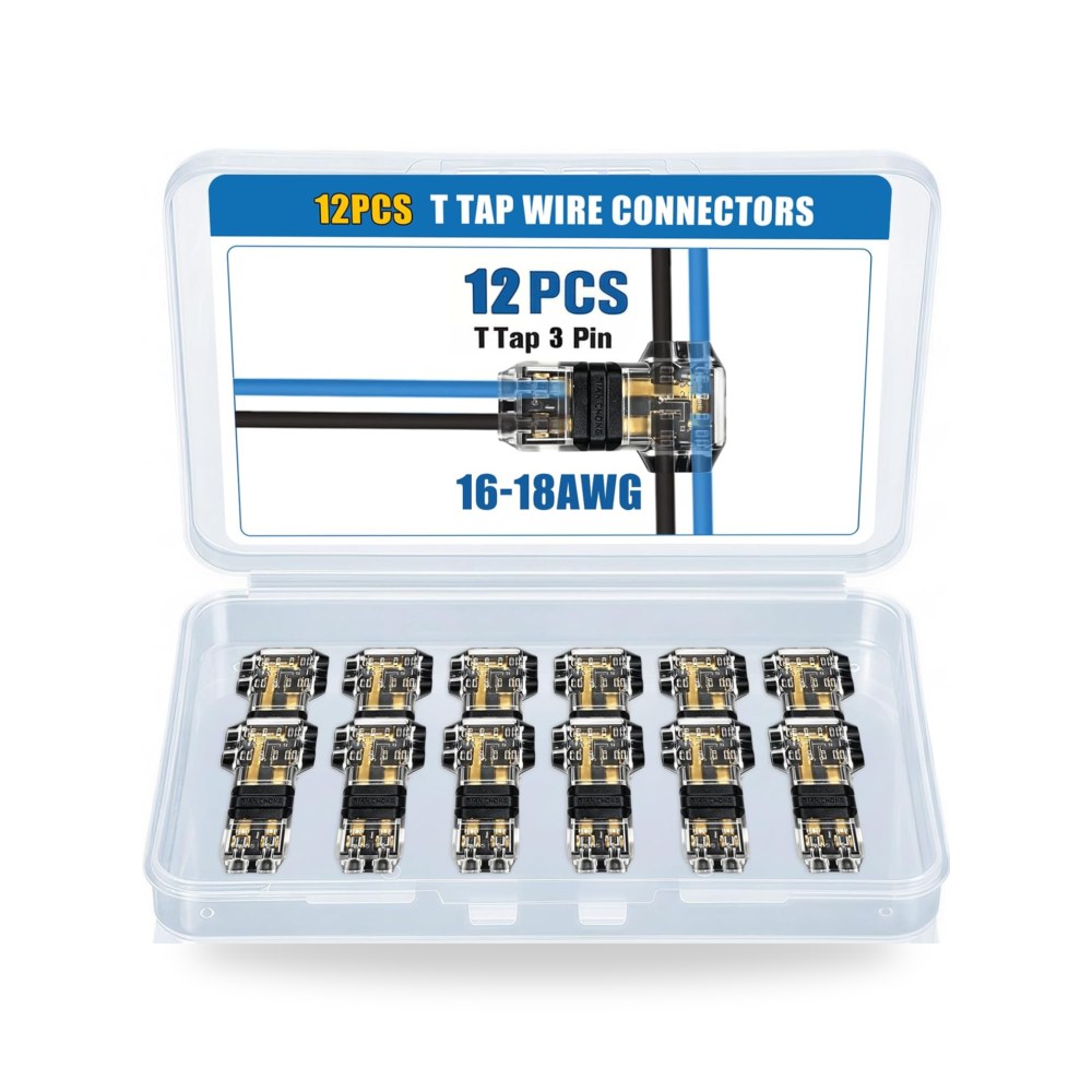 موصلات اسلاك الصنبور على شكل حرف T لـ 16-18 AWG (12 قطعة)