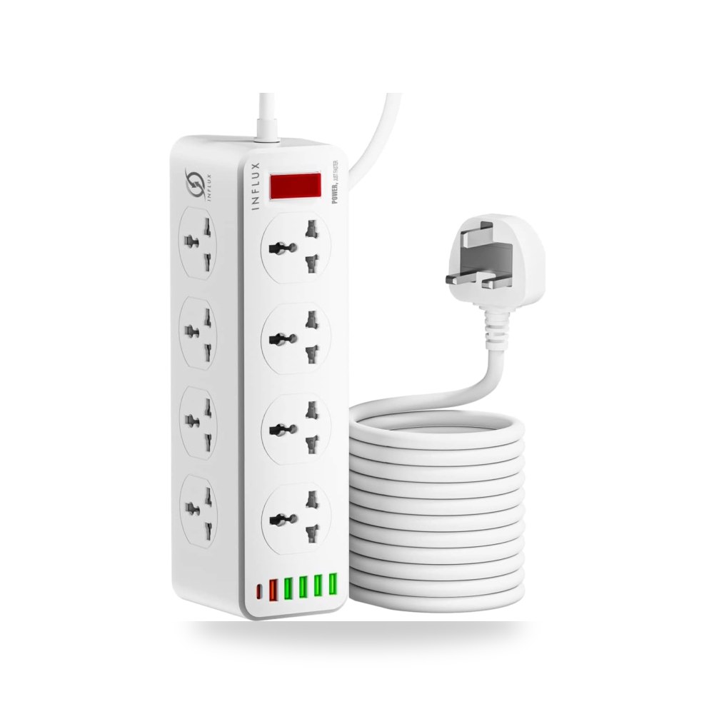 سلك تمديد مع واقي من اندفاع التيار من انفلوكس، شريط طاقة موديل USB-C