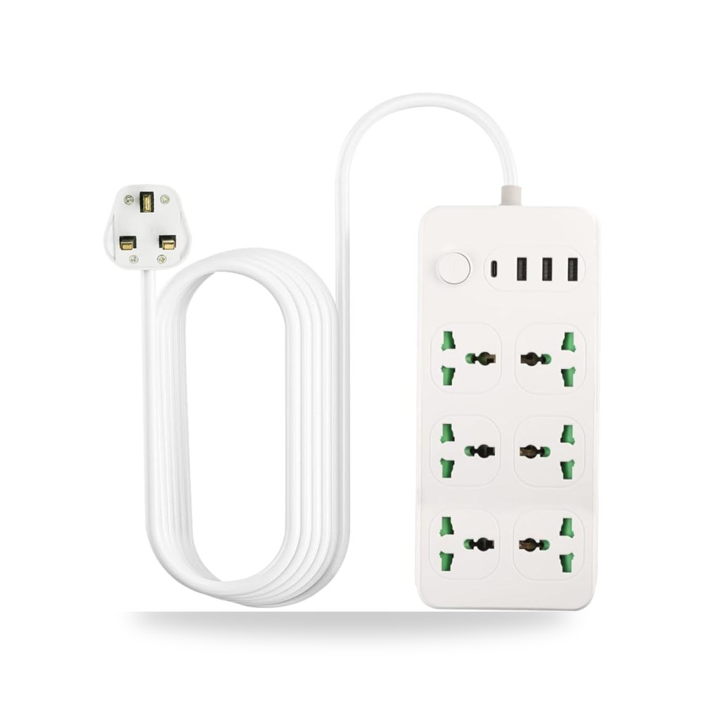 ارابيست شريط طاقة مع واقي من اندفاع التيار و6 منافذ مع منفذ موديل USB-C