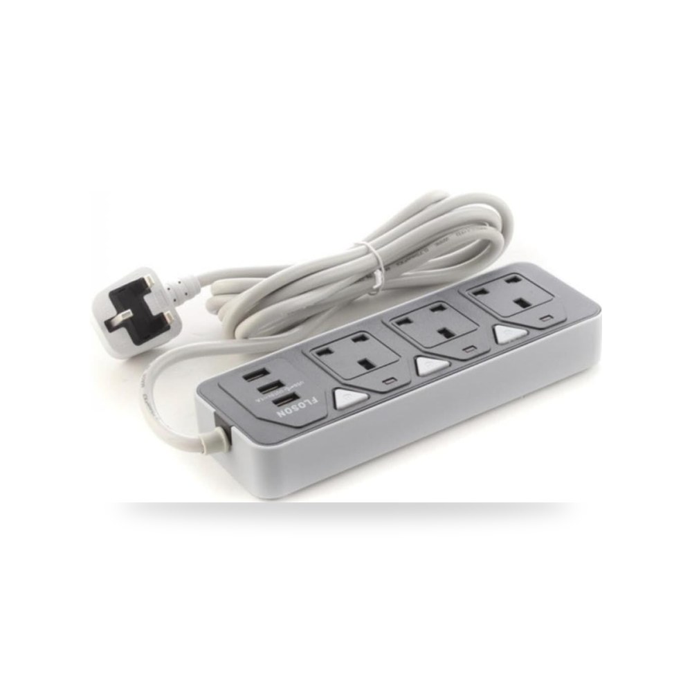 توصيلة كهربائية USB، سلك تمديد 3 منافذ، مقبس طاقة بـ 3