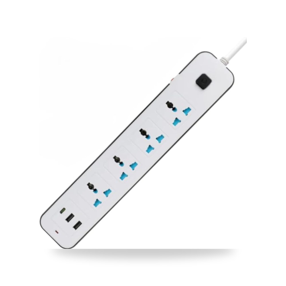 سلك تمديد عالمي بقابس المملكة المتحدة مع مقابس 4 اتجاهات موديل USB-A