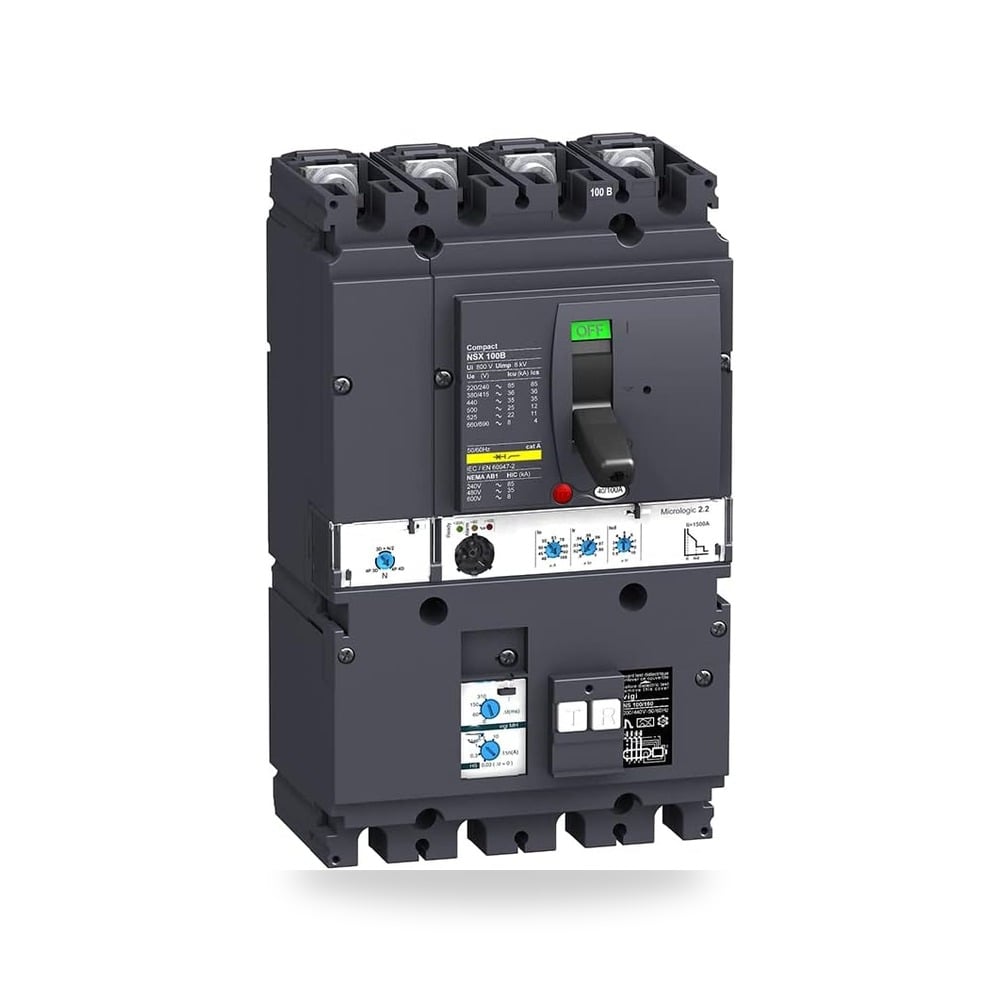 قاطع دائرة كهربائية مدمج شنايدر إلكتريك MCCB Vigi MH NSX100B Micrologic 2.2