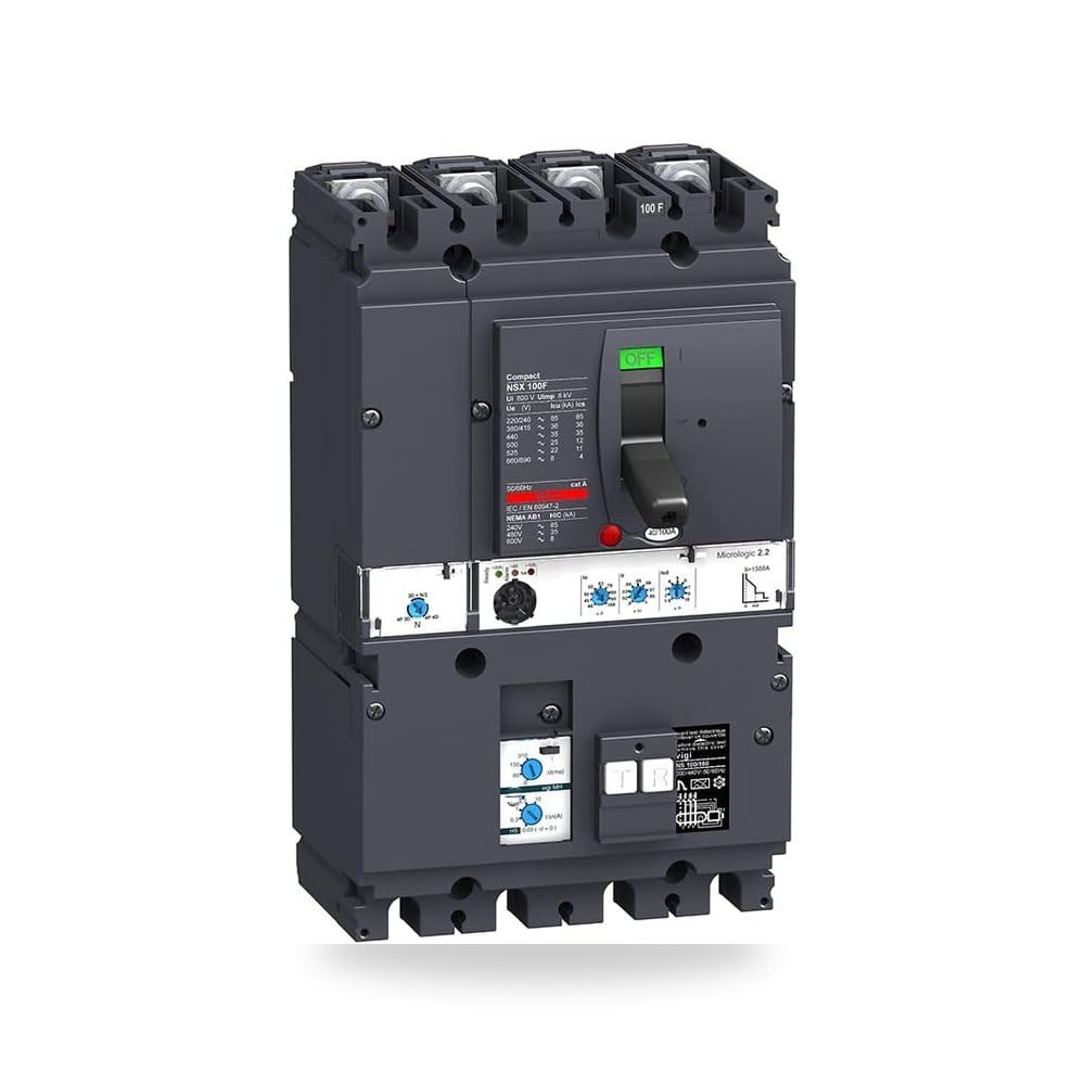 قاطع دائرة كهربائية مدمج شنايدر إلكتريك MCCB Vigi MH NSX100F Micrologic 2.2