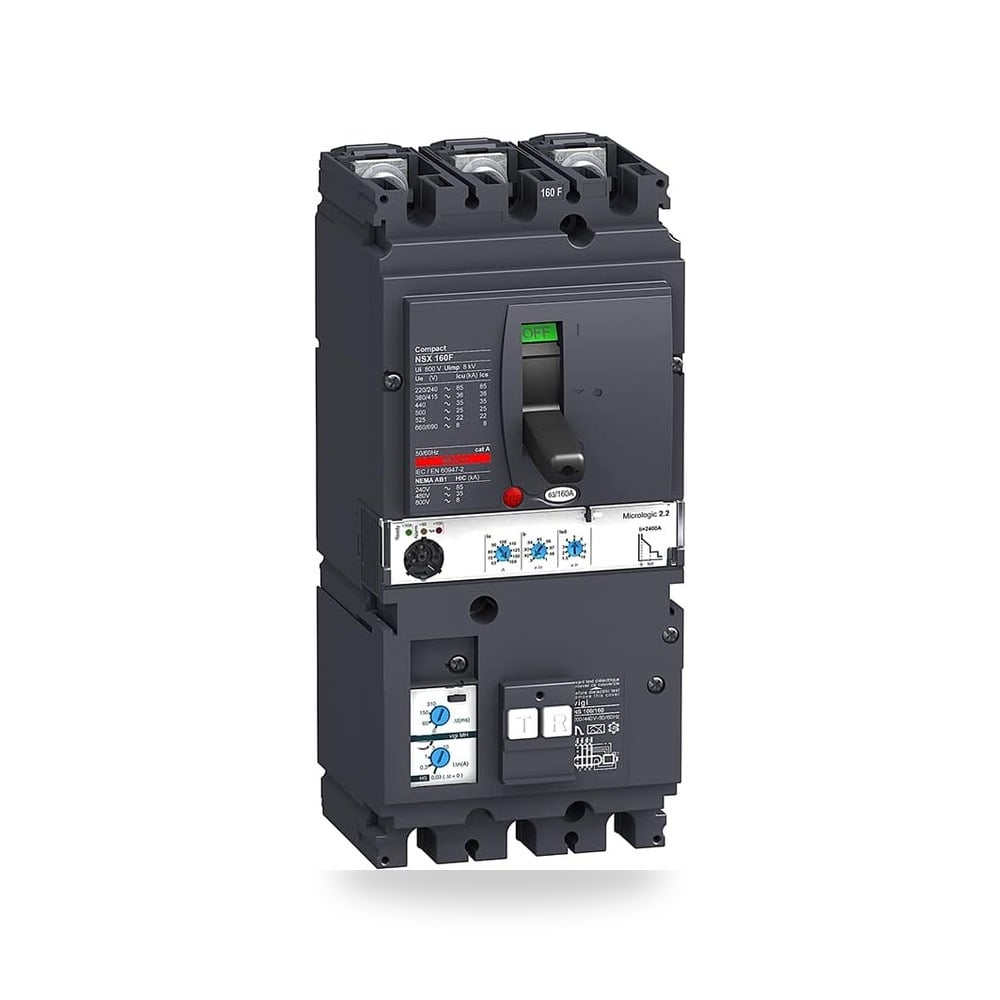 قاطع دائرة كهربائية مدمج شنايدر إلكتريك MCCB Vigi MH NSX160F Micrologic 2.2