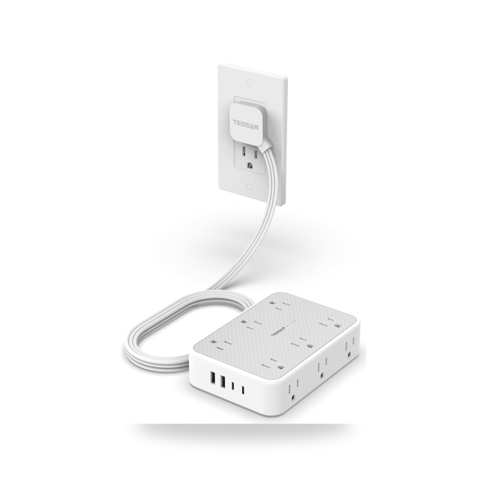تيسان شريط طاقة واقي من اندفاع التيار بطول 5 قدم، سلك تمديد موديل USB-C