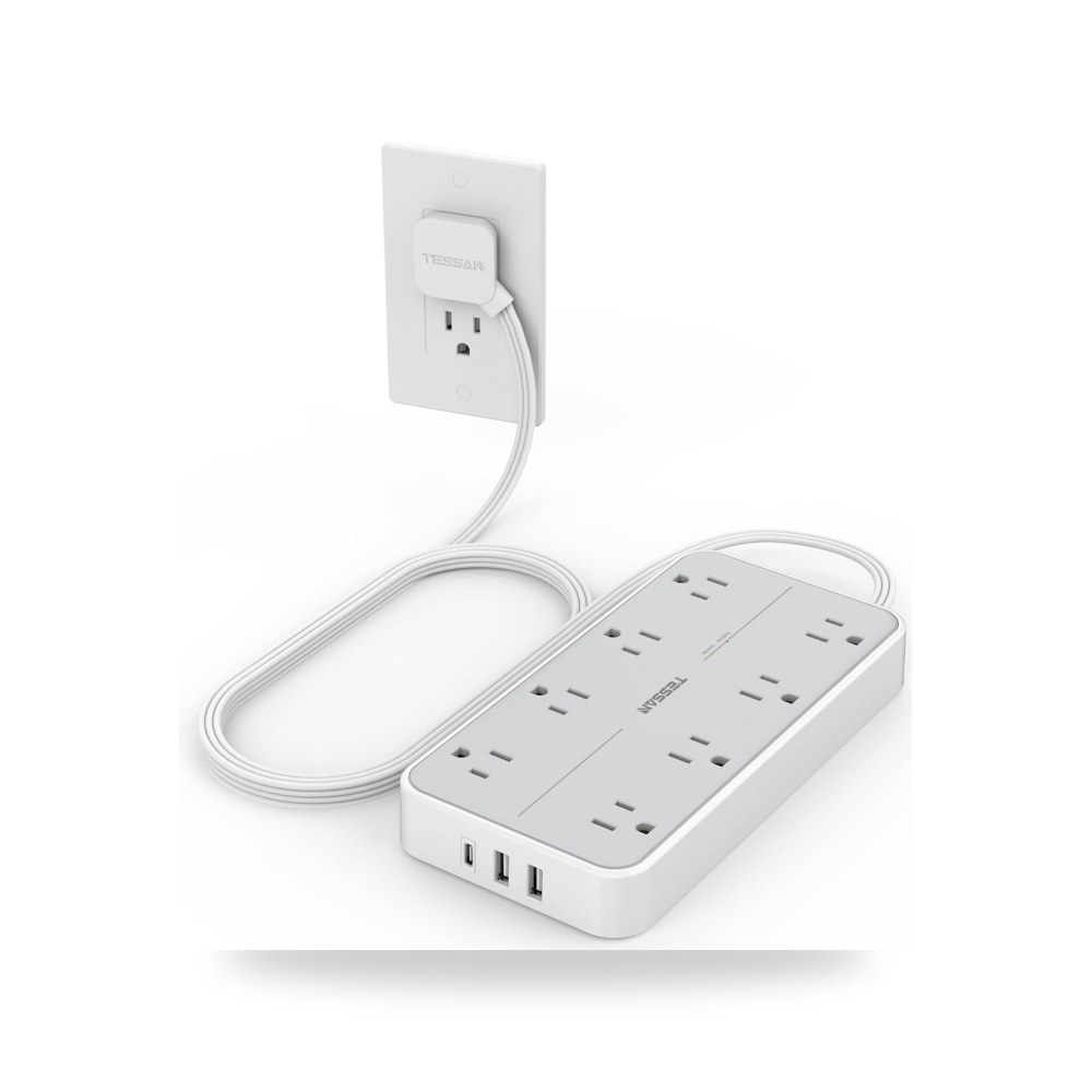 تيسان واقي اندفاع التيار مع USB، قابس مسطح لشريط الطاقة