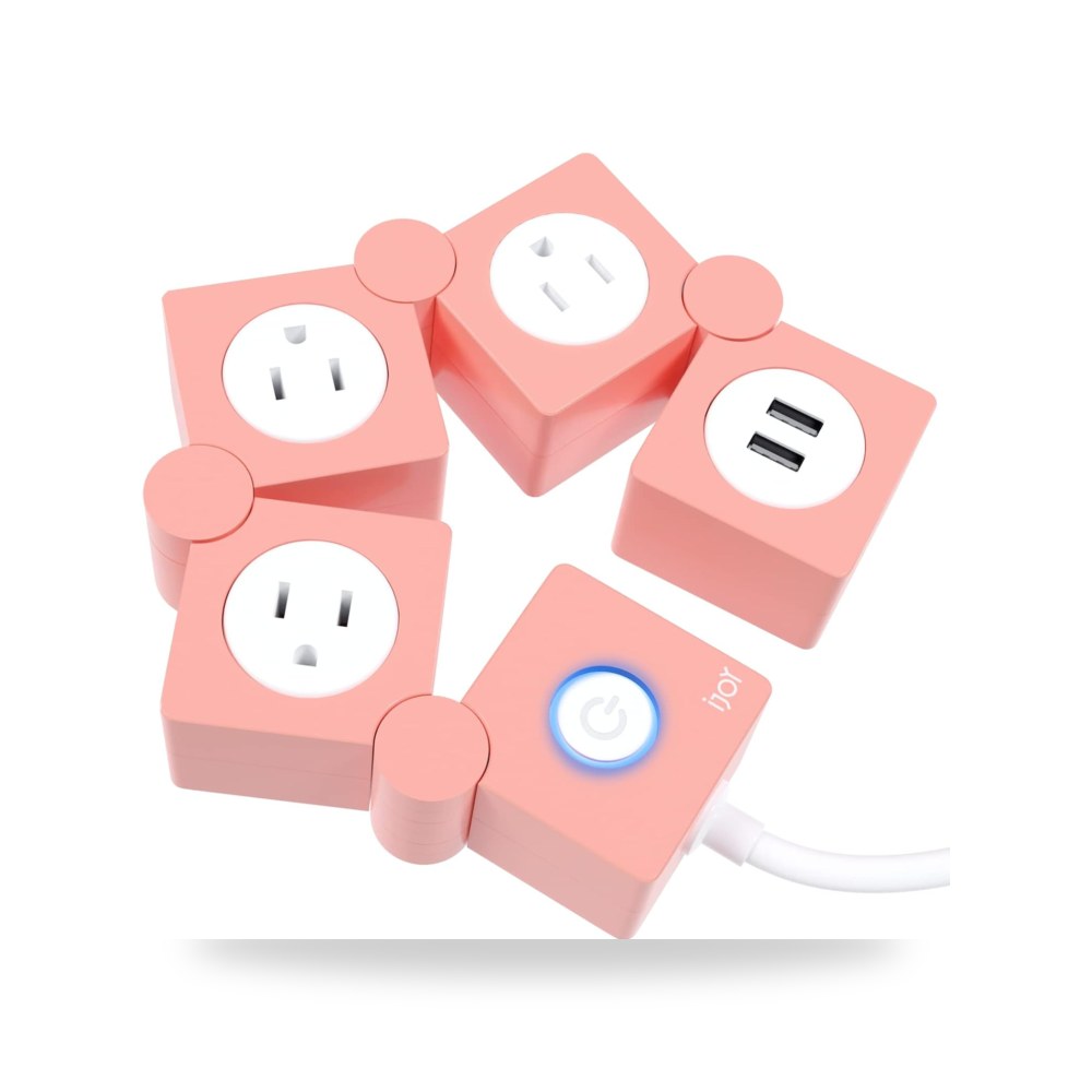 اي جوي 3 منافذ تيار متردد مزخرفة ومنفذي شحن USB مع سلك